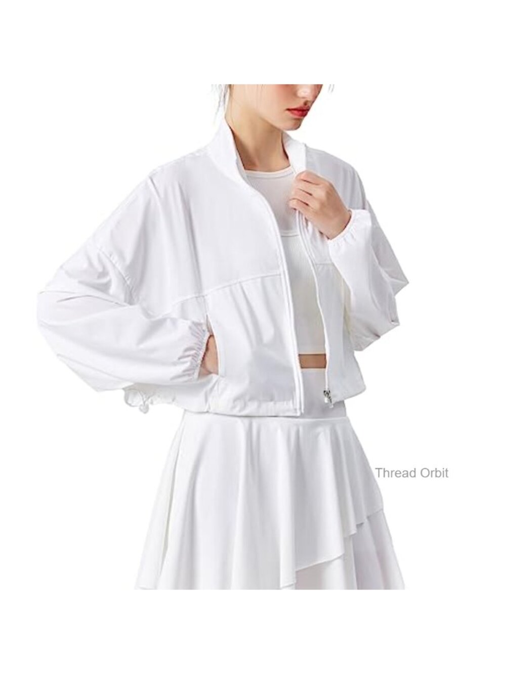 UPF 50+ Cropped Zip Up Workout Jacket UPF 50+ Zip Up Cropped